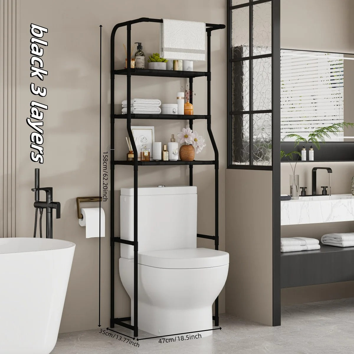 2 Tier Over the Toilet Rack, Stainless Steel
