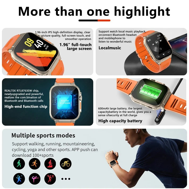 LIGE Ultra Smartwatch with Bluetooth Call & TWS