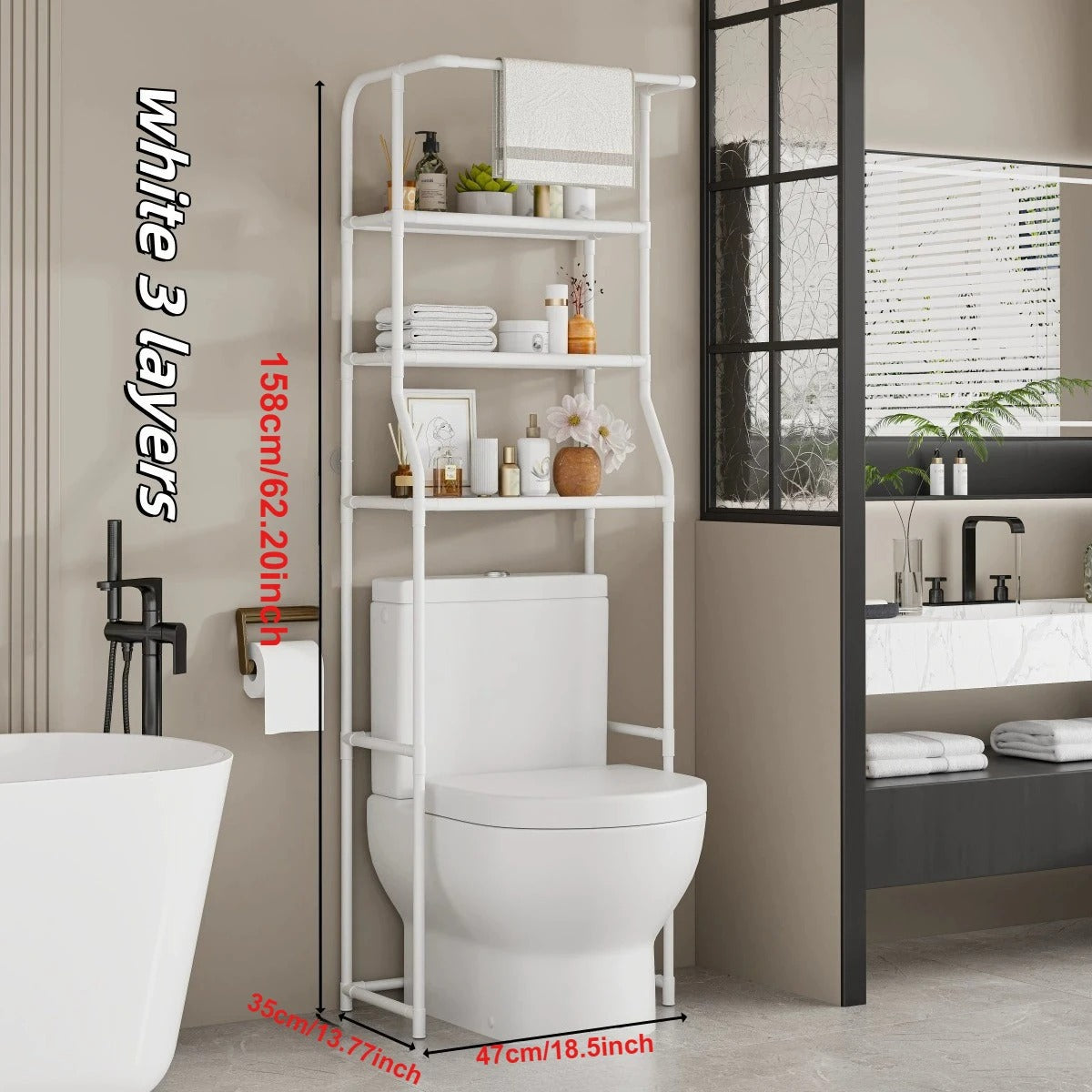 2 Tier Over the Toilet Rack, Stainless Steel