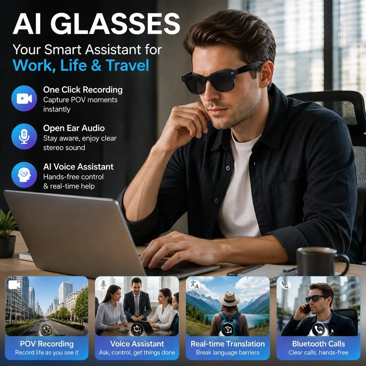 Smart Wireless Bluetooth Glasses