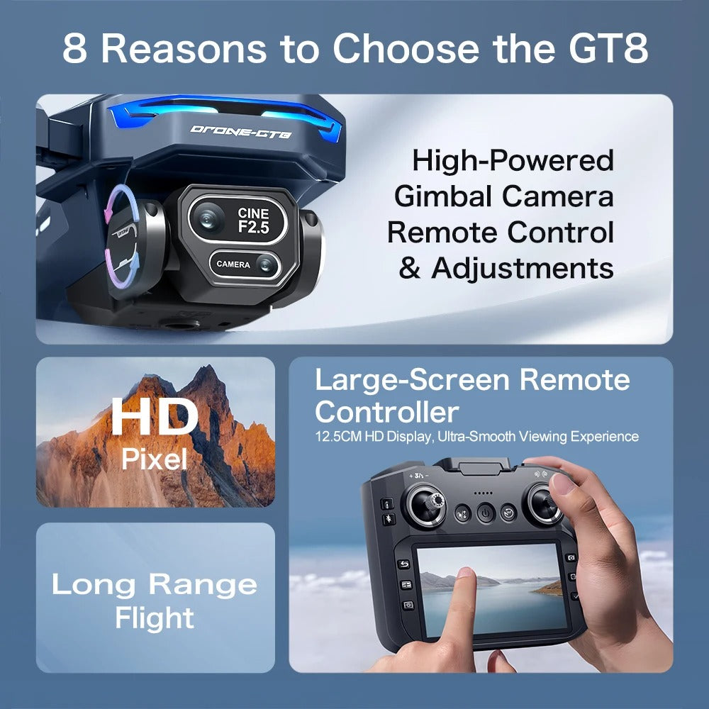 Foldable GPS Drone with HD Camera, Large Screen Remote & Obstacle Avoidance