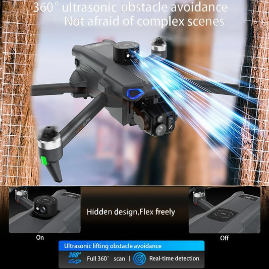 Foldable GPS Drone with HD Camera, Large Screen Remote & Obstacle Avoidance