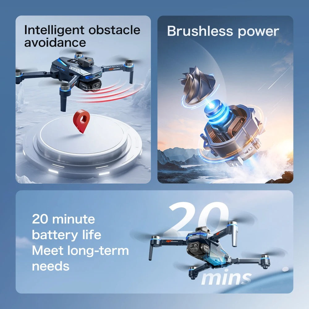 Foldable GPS Drone with HD Camera, Large Screen Remote & Obstacle Avoidance