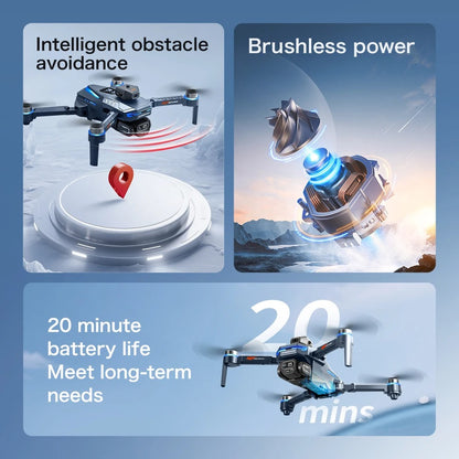 Foldable GPS Drone with HD Camera, Large Screen Remote & Obstacle Avoidance