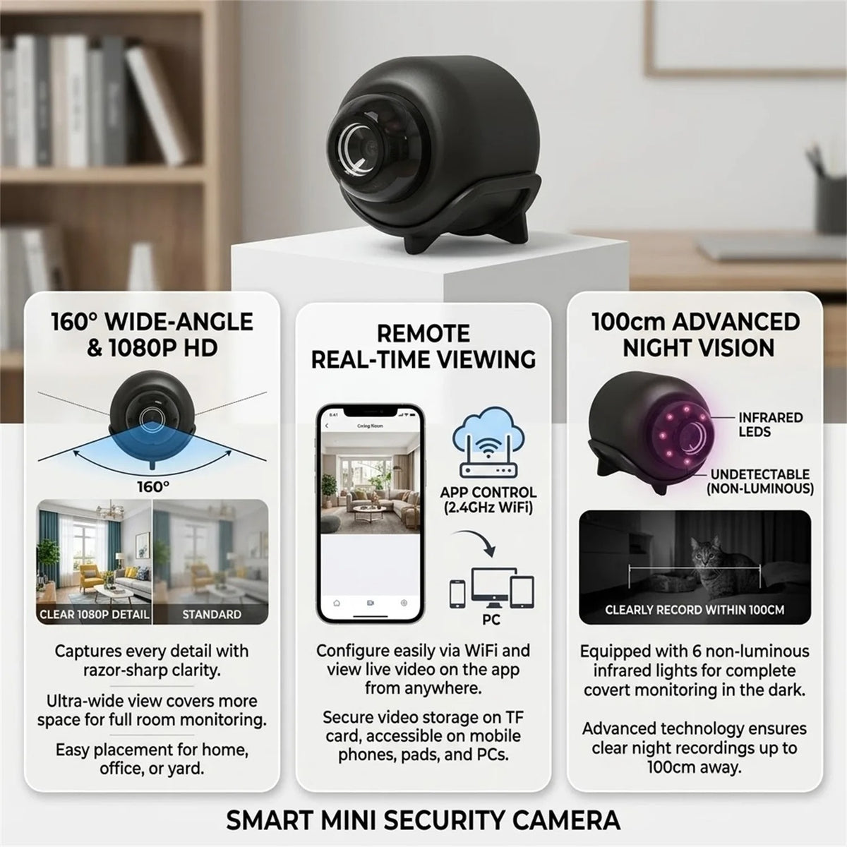 Wireless Mini Camera 1080P Included Night Vision