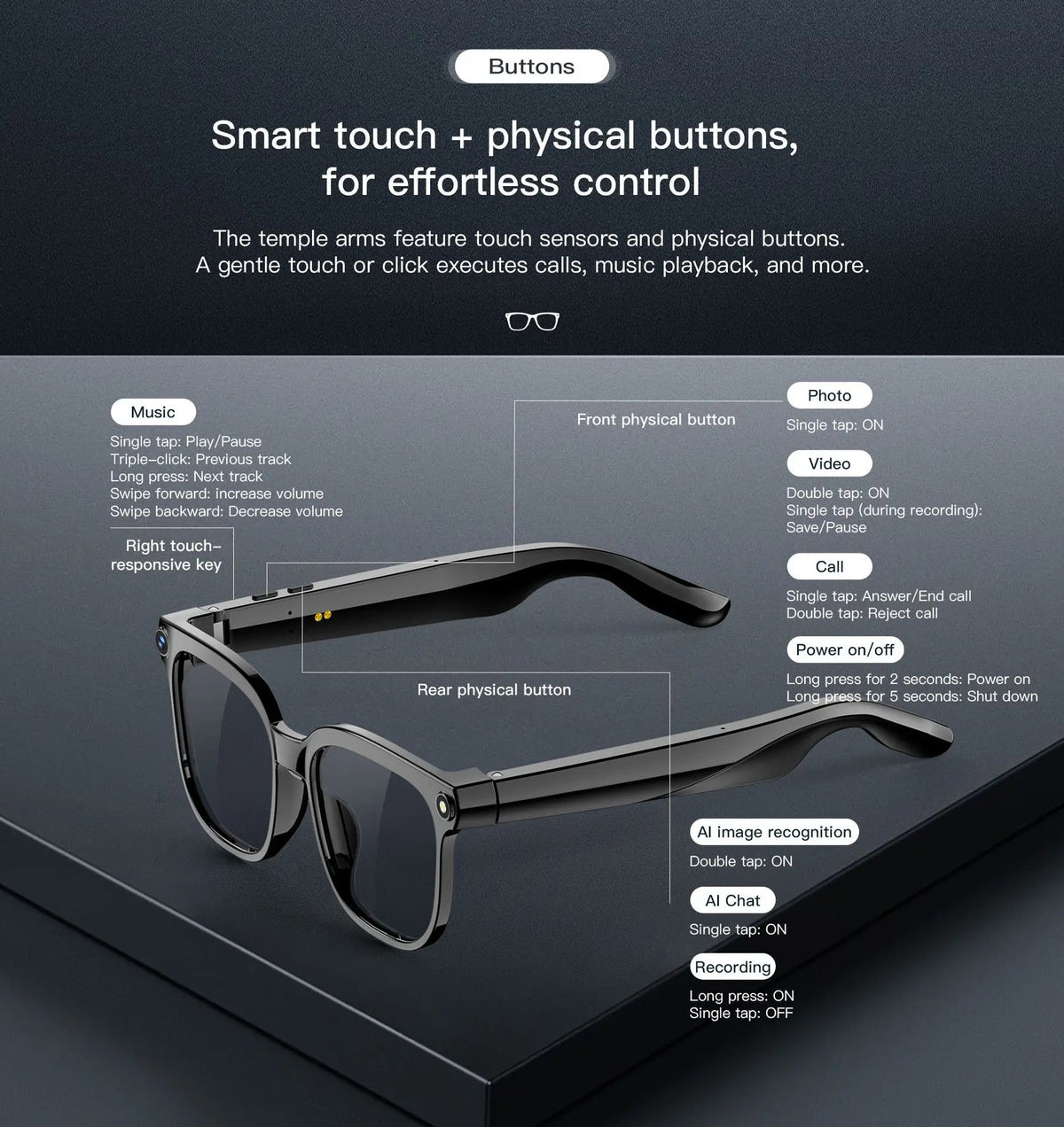 Smart Wireless Bluetooth Glasses